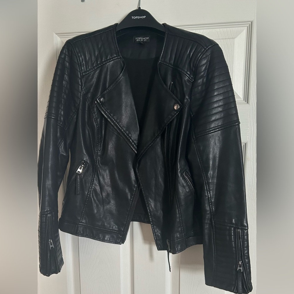 Topshop Faux Vegan Leather Biker Jacket